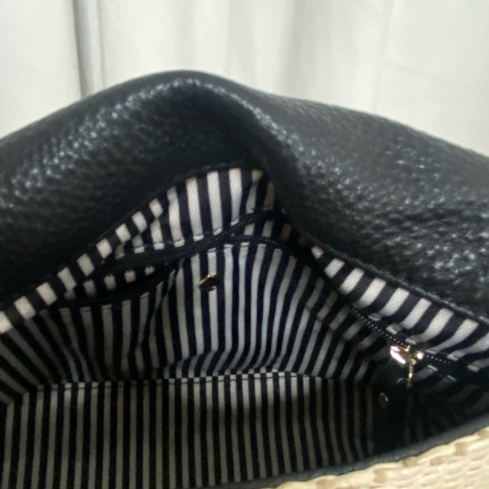 Kate Spade New York Leather and Basketweave Satchel with Crossbody Strap - Picture 12 of 16